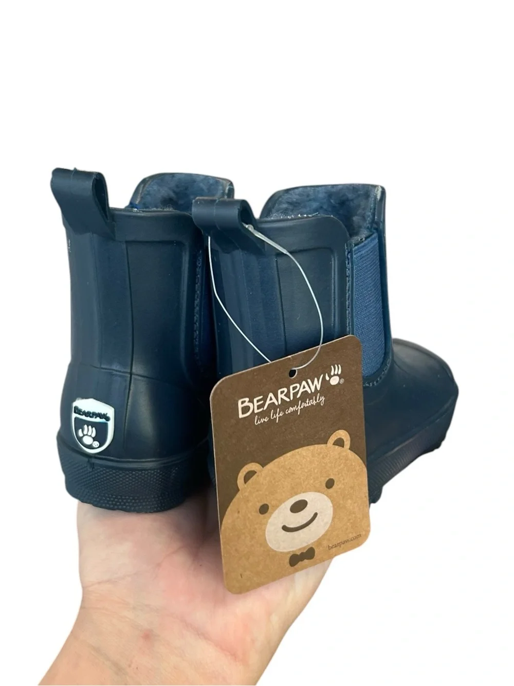 Bearpaw Toddler Chelsea Rain Boot Lined Navy Sz 6 NWT